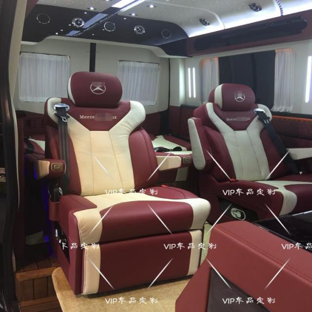 商务车航空座椅 新威霆内饰改装木地板电动座椅床按摩脚托旋转