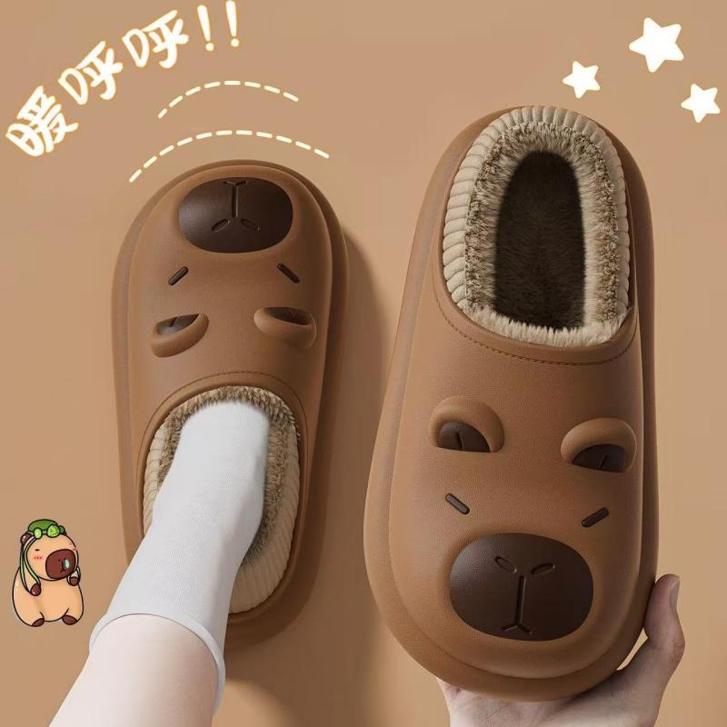 卡皮巴拉防水棉拖鞋女包跟秋冬季