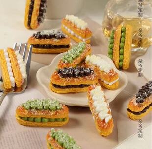 定制椰蓉闪电泡芙仿真食玩微缩树脂配件奶油胶材料摆件手工