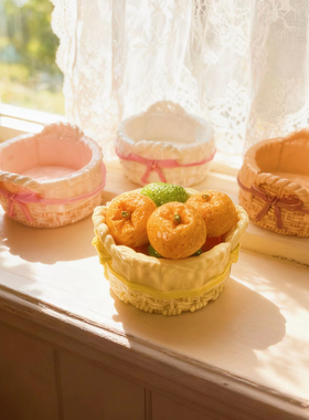 定制立体蝴蝶结篮子仿真食玩微缩树脂配件材料摆件手工