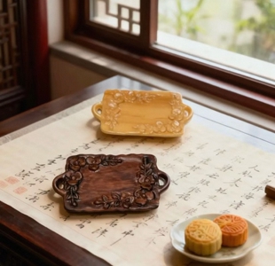 定制立体古风双耳浮雕托盘仿真食玩微缩树脂配件材料摆件场景