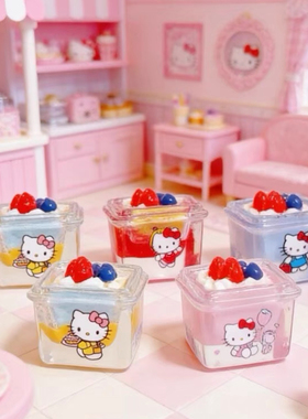 定制立体kitty甜品盒子仿真食玩微缩树脂配件材料摆件手工捏捏