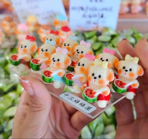 西瓜太糖小狗仿真食玩微缩树脂配件奶油胶材料摆件装饰手工场景