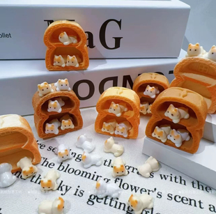 定制小猫面包房子仿真食玩微缩树脂配件奶油胶材料摆件手工