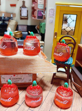 定制立体草莓气泡水仿真食玩微缩树脂配件奶油胶材料摆件装饰娃屋