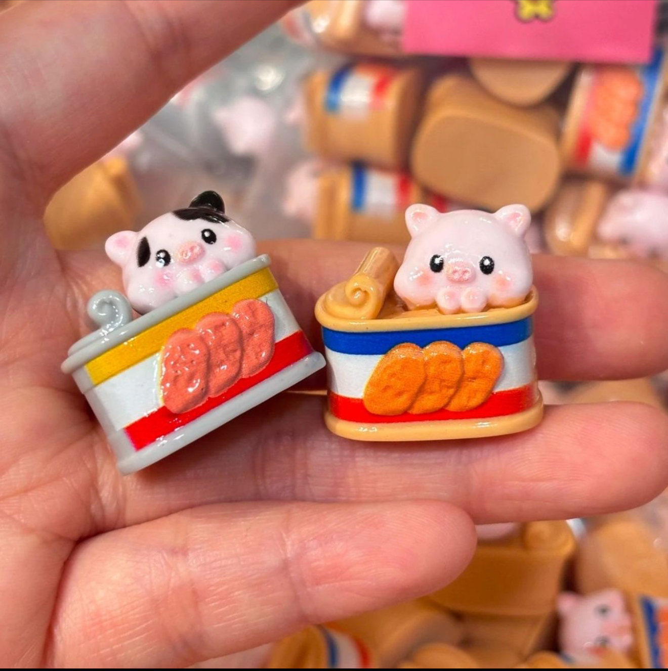 尼酱定制小猪午餐肉罐头仿真食玩树脂配件奶油胶材料摆件装饰