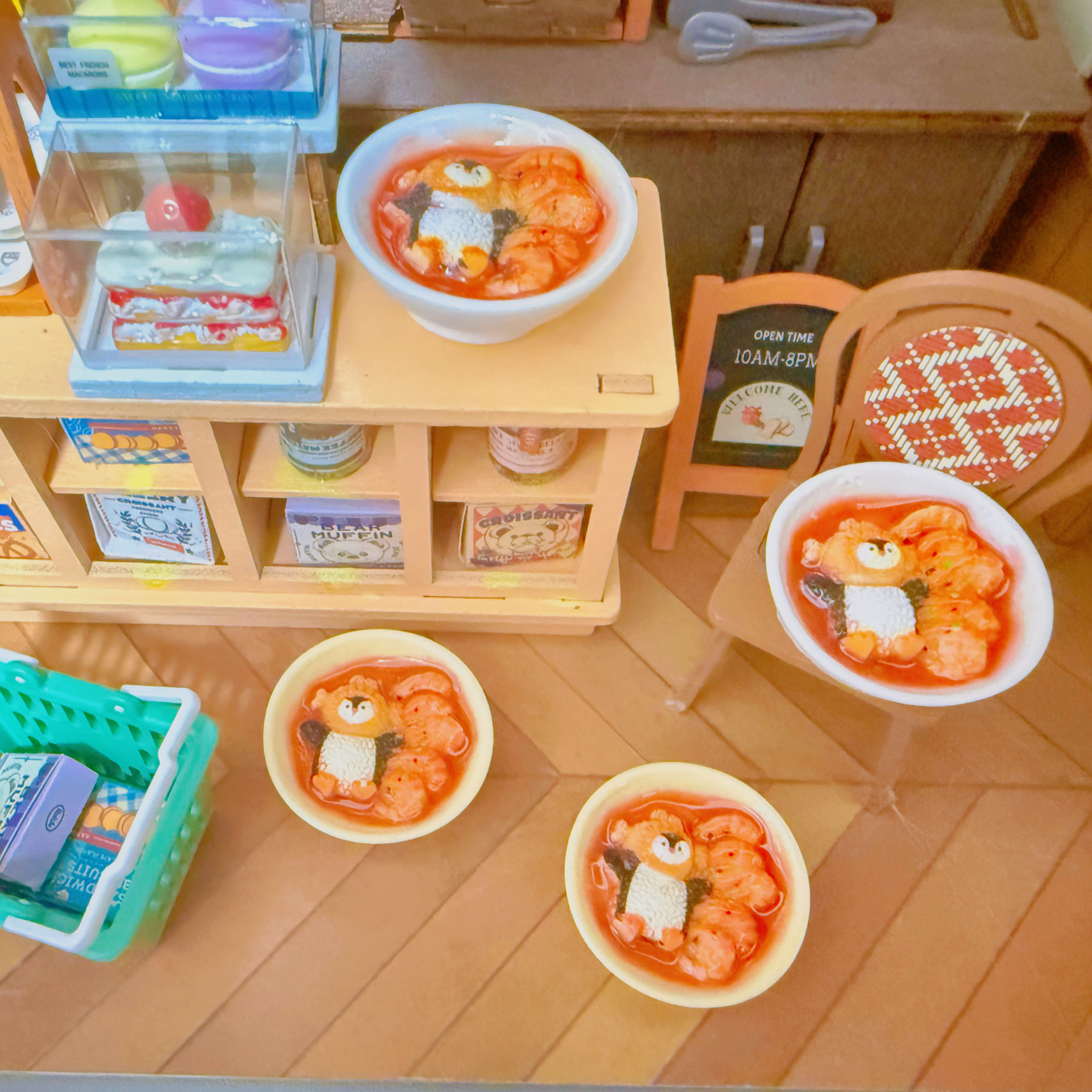 定制jc企鹅鲜虾饭仿真食玩微缩树脂配件奶油胶材料摆件装饰手工