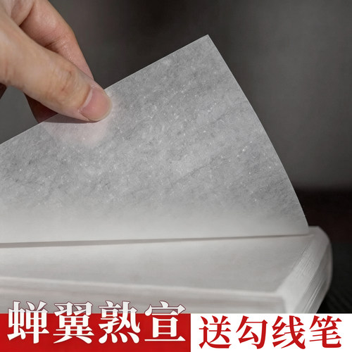 蝉翼熟宣纸超薄扎花蝉翼透明工笔画临摹过稿珠光云母国画工笔画小楷书法创作临摹拷贝白描专用作品宣纸