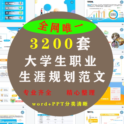 大学生职业生涯规划书ppt模板范本 就业求职工作计划发展word范文