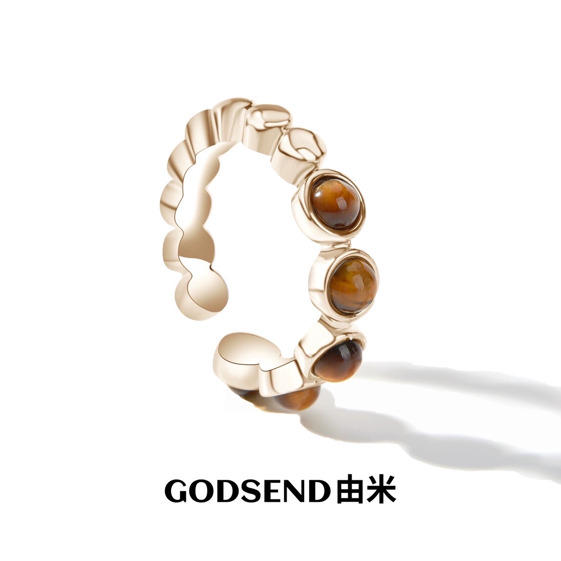 【黄子弘凡/蒋敦豪/鹭卓同款】Godsend由米虎眼石戒指小众开口戒图片