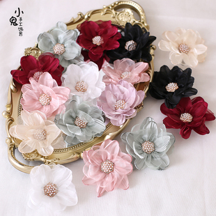 加购回馈 cla系欧根纱花朵边夹Lolita汉洋折衷胸针波奈特花丸发夹