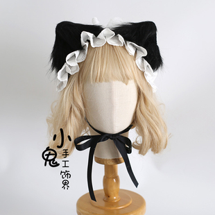 原创lolita女仆黑白猫耳发带蝴蝶结发夹kc兽耳lo娘头饰洛丽塔耳朵