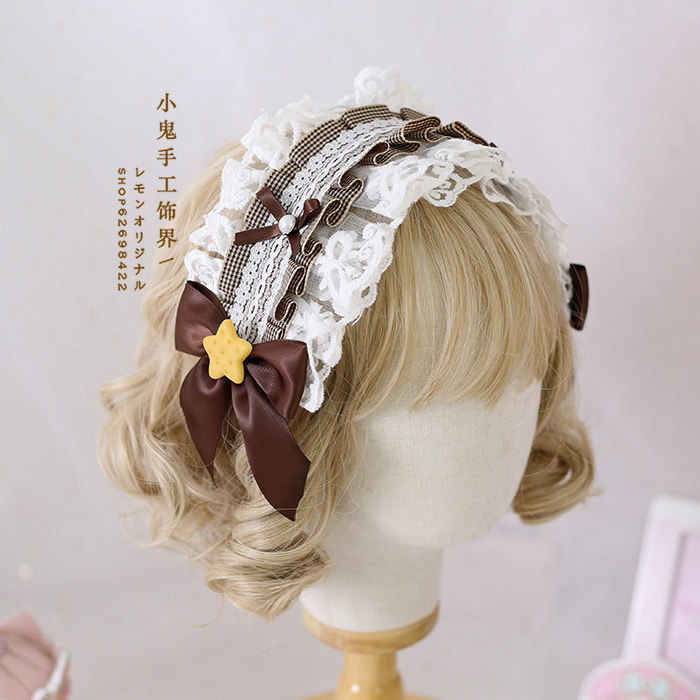 多色系lolita发带咖色暗红甜点饼干发饰草莓洛丽塔蕾丝发带kc软妹