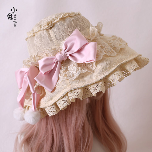 蕾丝手作doll感伞帽洛丽塔遮阳帽