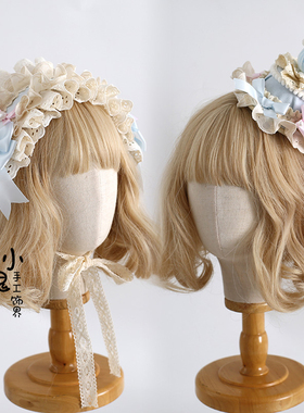 原创Lolita蓝粉色纸杯蛋糕小物手作设计可爱甜美甜品小礼帽发带kc