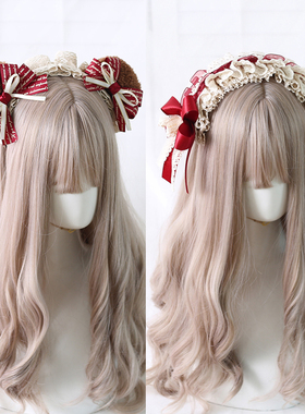 lolita发饰字母红色发卡发箍小红帽新年洛丽塔JK制服酒红头饰发带
