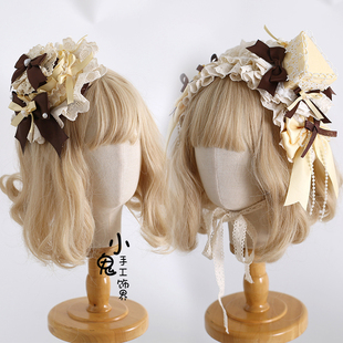 黄咖纸杯蛋糕原创Lolita可爱甜美颈链小物手作甜品扁帽礼帽发带kc
