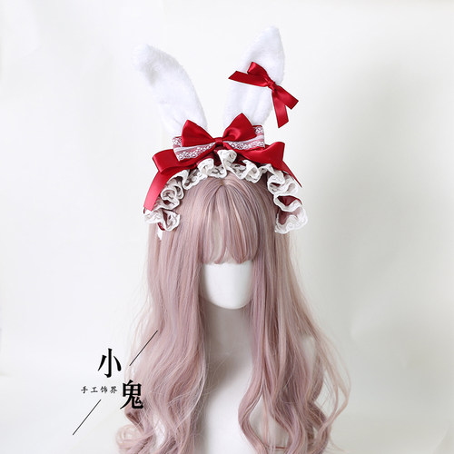 多色lolita蕾丝兔耳洛丽塔发饰