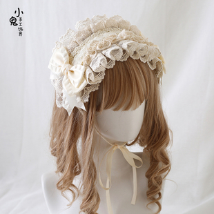 原创nololita三周年优雅生成色发带lo娘哥特蝴蝶结发饰蕾丝头饰品