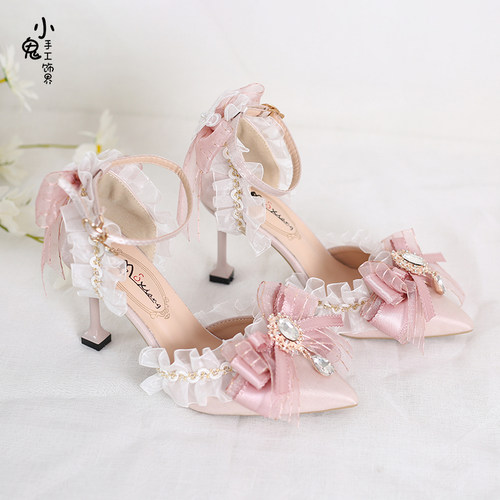 高跟鞋尖头手作洛丽塔凉鞋