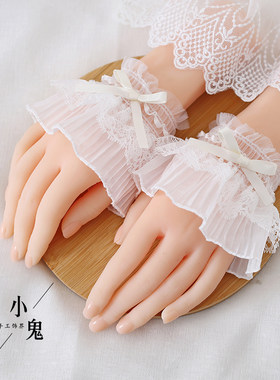 哥特黑色白色lolita花边护腕手饰