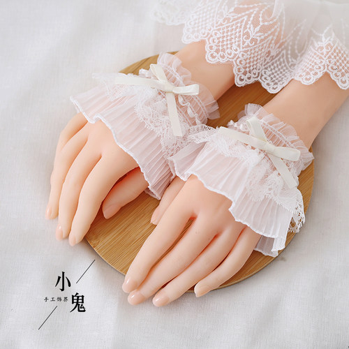 哥特黑色白色lolita花边护腕手饰