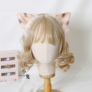 虎斑猫耳发夹 Lolita手作兽耳三花猫折耳朵虎斑猫耳发箍kc猫咪耳