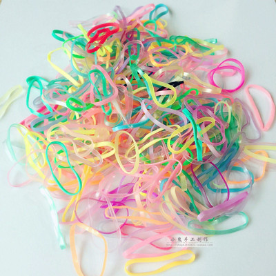 手工强拉不断黑色盘发简易小皮筋