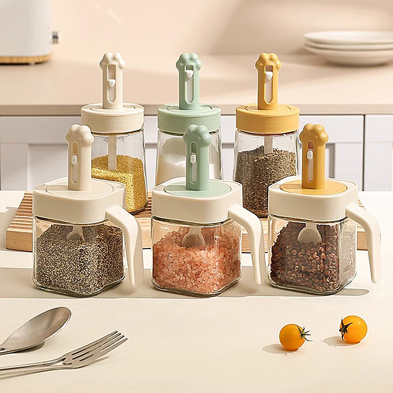 可伸缩调料罐勺盖一体调料盒厨房家用调味瓶密封防潮盐罐调味瓶罐