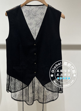 MOFAN/摩凡 国内代购 25春夏 黑色个性网纱拼接马甲 MBJ563301