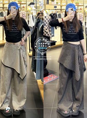 MOUSSY国内代购 26春夏 不规则系带阔腿休闲裤子女 028JSA31-1018