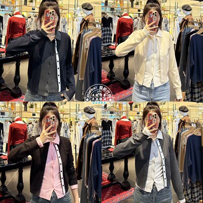 MOUSSY假两件拼色纽扣针织衫上衣