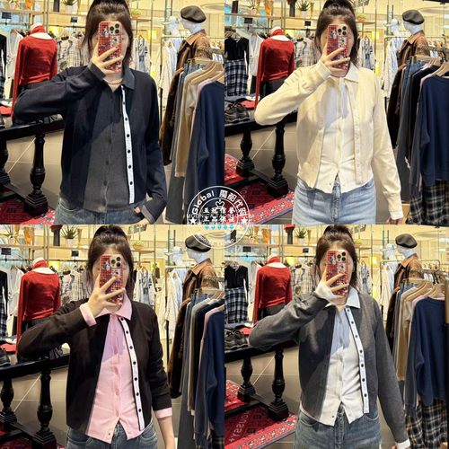 MOUSSY假两件拼色纽扣针织衫上衣
