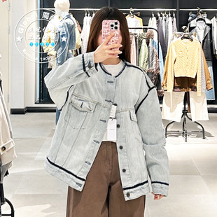 特价 MOUSSY国内代购 25春 做旧复古圆领牛仔衣外套028ISA10-1591