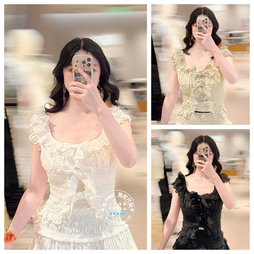 SNIDEL 国内代购 26春 露肩立体荷叶边短款衬衫上衣 SWFB261172