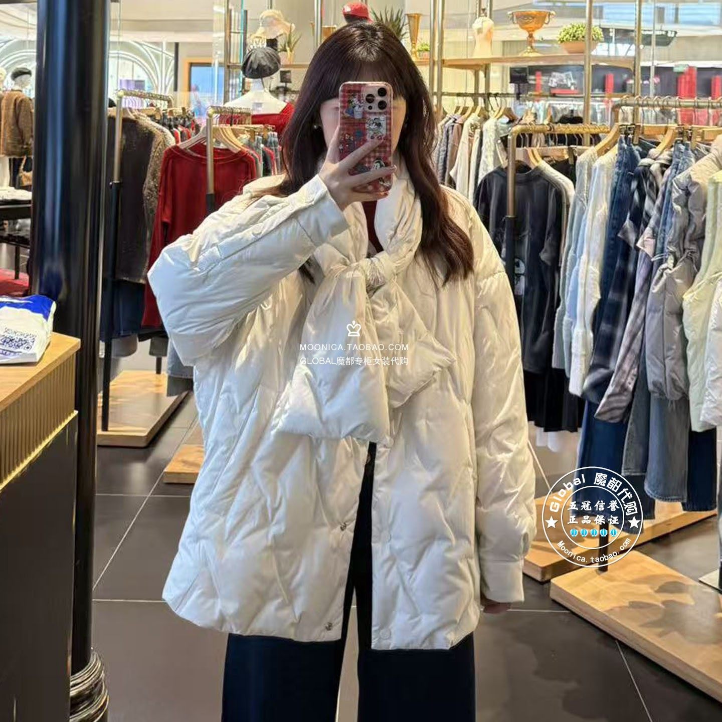 MOUSSY带围脖休闲羽绒服外套女