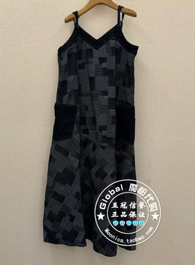 INITIAL国内代购 25春 女V领格纹吊带连衣裙25SDNFMCVV571不退换