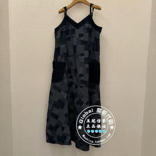 INITIAL国内代购 25春 女V领格纹吊带连衣裙25SDNFMCVV571不退换