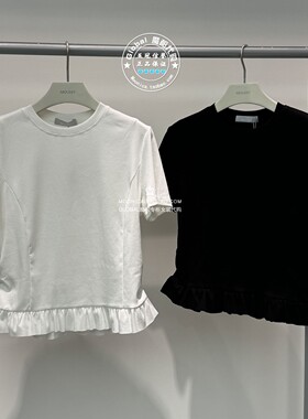 特价 MOUSSY国内代购 26夏 拼接荷叶边短袖T恤衫女 028JSC80-1031