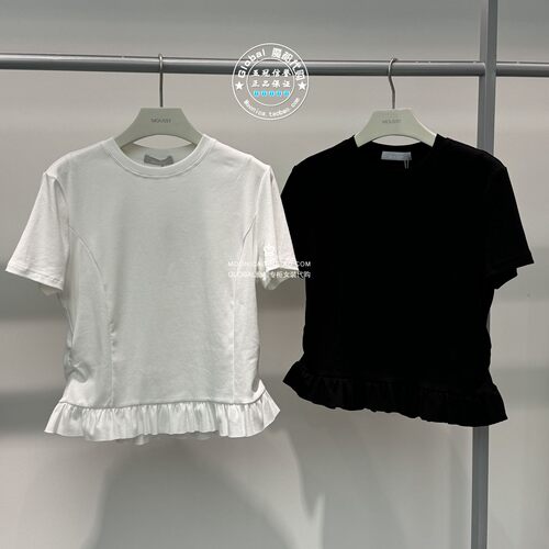 特价MOUSSY26夏拼接短袖T恤衫女