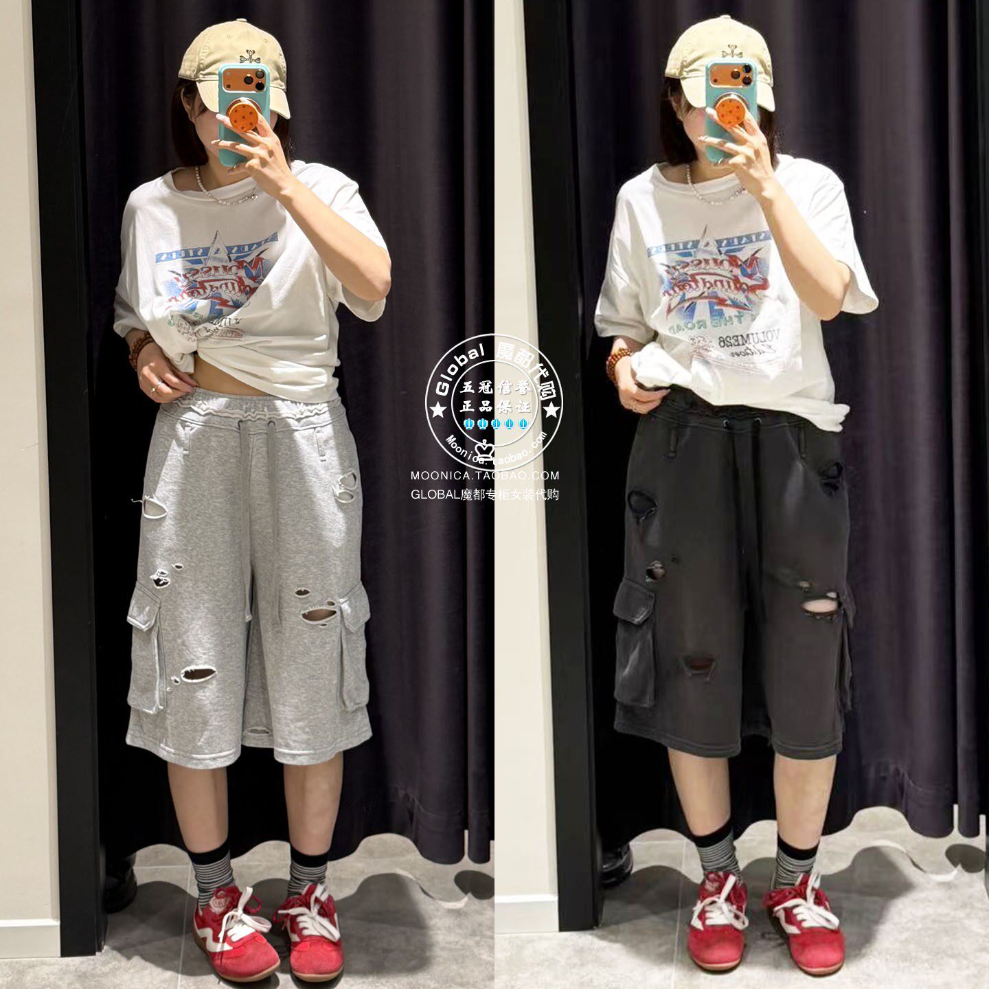 MOUSSY国内代购 26春夏 松紧腰口袋阔腿休闲短裤子 028JSZ81-1001