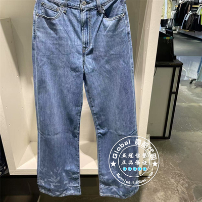 李维斯牛仔裤宽松直筒水洗印花