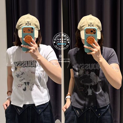 MOUSSY26夏LOGO卡通短袖T恤衫女