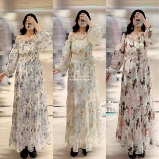 SNIDEL 国内代购 26春  气质薄纱碎花印花长款连衣裙子SWFO261095