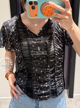 MOUSSY国内代购 26夏 复古设计款透视短袖上衣衬衫 028JSZ30-1083