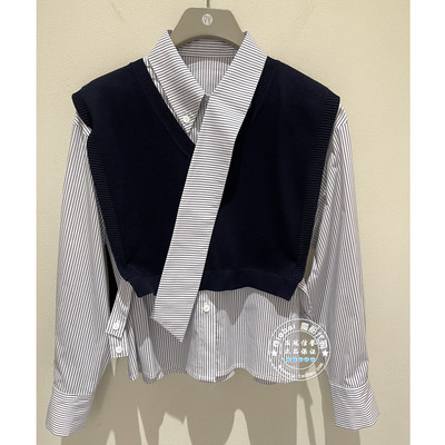 NUTS国内代购 2026春 条纹衬衫+V领针织衫时尚两件套7130119A1