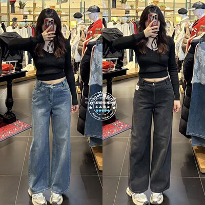 MOUSSY日系25秋冬阔腿牛仔裤子女