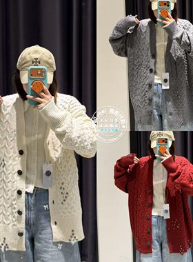 MOUSSY26秋冬做旧破洞针织开衫