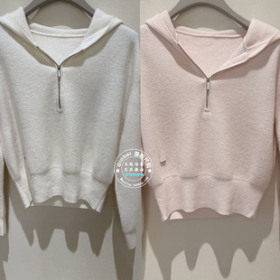 NUTS女装国内代购 2025冬 纯色拉链连帽简约休闲针织衫6410509A1