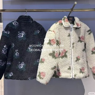 010JS230 日系复古花朵毛茸茸棉服外套 0311 26春 MOUSSY国内代购